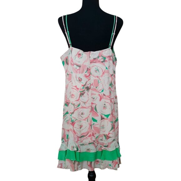 Kenzie Y2K Vintage All Silk Floral Lace Strappy Babydoll Dress Tiered Ruffles 14 - Picture 5 of 10